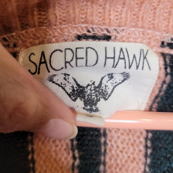Sacred Hawk Sweater Stripe Pink Cardigan Womens Size Small Oversized - Picture 5 of 11
